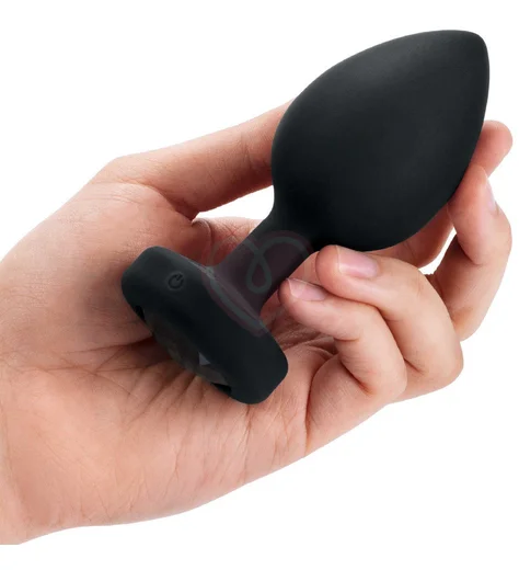 Большая вибропробка b-Vibe Vibrating Jewel Plug с кристаллом и пультом чёрная фото 7
