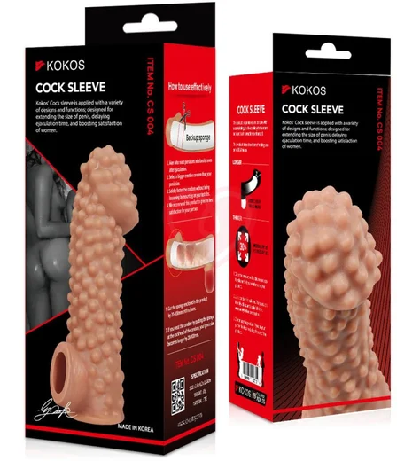Насадка с бугорками и отверстием для мошонки Kokos Cock Sleeve CS004-M фото 2