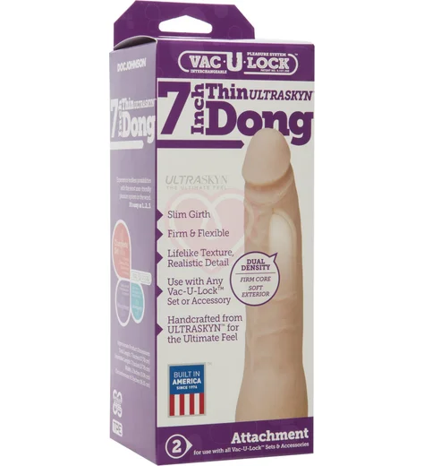 Насадка для страпона Vac-U-Lock Ultraskyn Thin Dong 16 см телесная фото 2