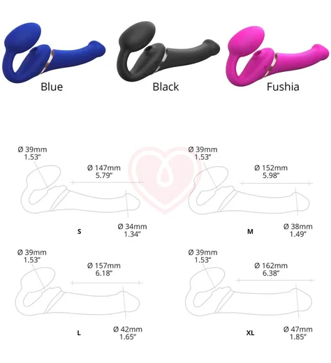 Безремневой страпон с вакуумной стимуляцией и пультом Strap-on-me Multi Orgasm S синий фото 8