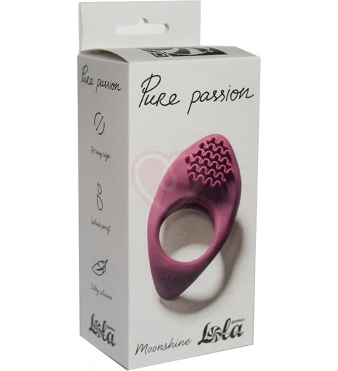 Эрекционное виброкольцо с клиторальной стимуляцией Pure Passion Moonshine бордовое фото 2