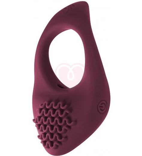 Эрекционное виброкольцо с клиторальной стимуляцией Pure Passion Moonshine бордовое фото 3