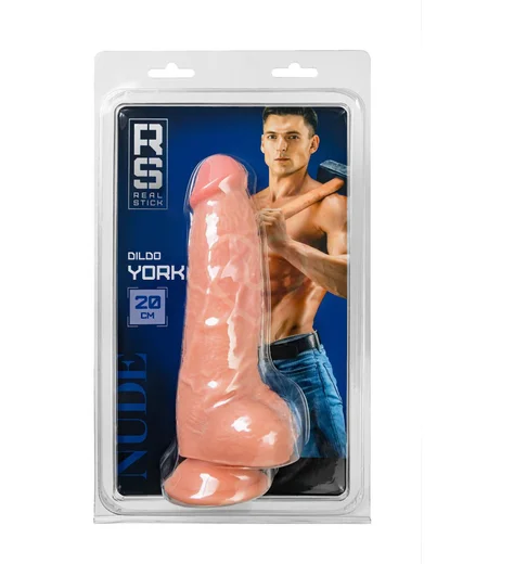 Реалистичный фаллоимитатор с мошонкой на присоске RealStick Nude York телесный фото 5