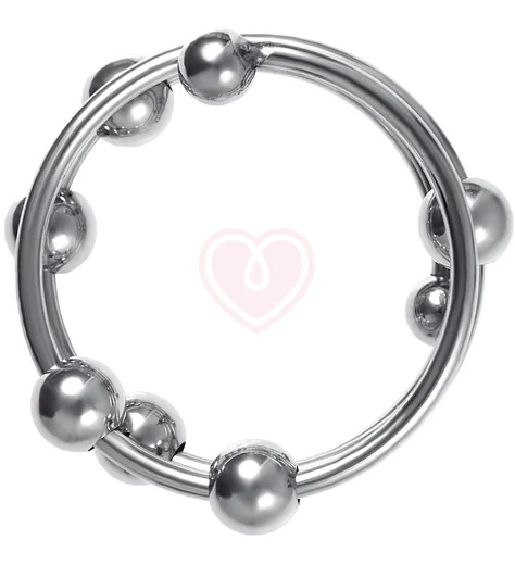 Кольцо под головку члена с движущимися шариками Metal by Toyfa серебристое 4 см фото 2