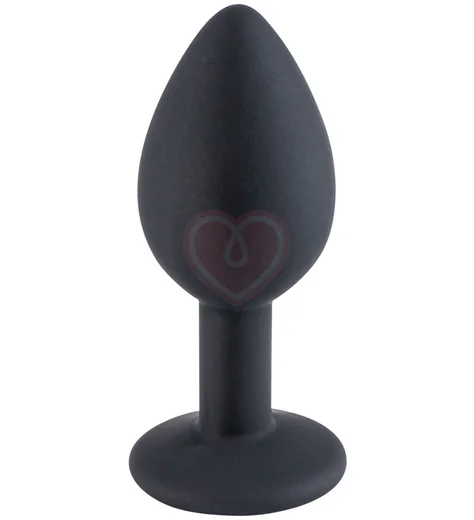 Анальная силиконовая минипробка LolaGames S чёрная с прозрачным кристаллом фото 3