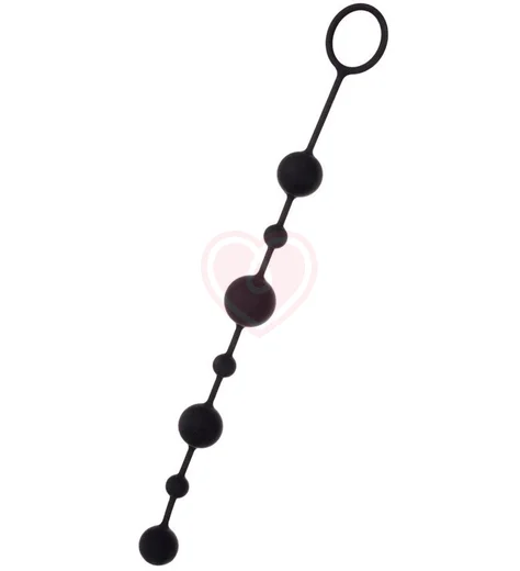 Длинная гибкая анальная цепочка с разными шариками Toyfa A-toys чёрная фото 2