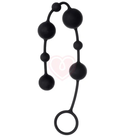 Длинная гибкая анальная цепочка с разными шариками Toyfa A-toys чёрная фото 4