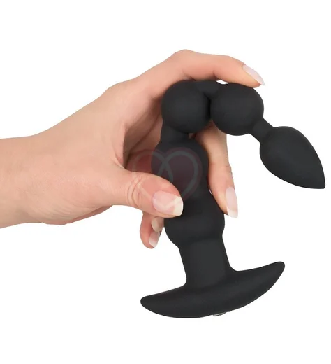 Анальная цепочка с вибрацией Black Velvets чёрная фото 2