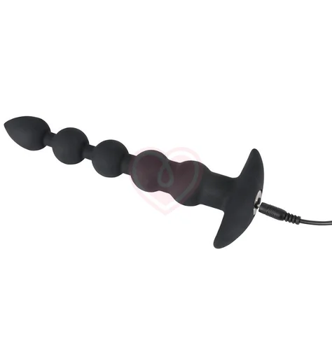 Анальная цепочка с вибрацией Black Velvets чёрная фото 3
