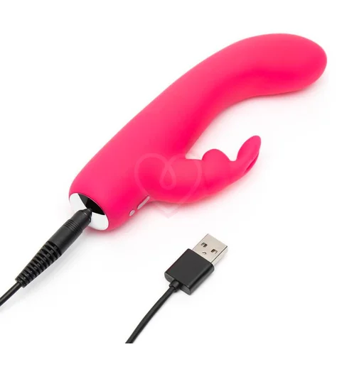 Небольшой вибратор с клиторальным стимулятором Happy Rabbit розовый фото 4