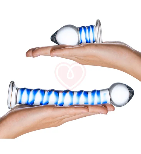 Набор из 2 стеклянных игрушек Glas Swirly Dildo & Butt Plug Set фото 3