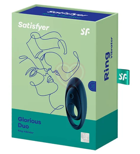 Двойное эрекционное кольцо Satisfyer Glorious Duo синее фото 3