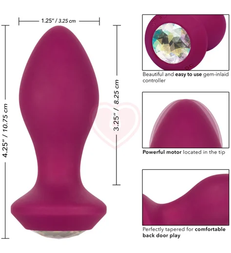 Анальная пробка с кристаллом и вибрацией Power Gem Vibrating Crystal Probe розовая фото 5