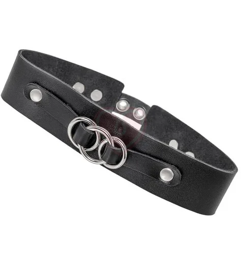 Чокер со связанными кольцами широкий Pecado BDSM черный фото 4