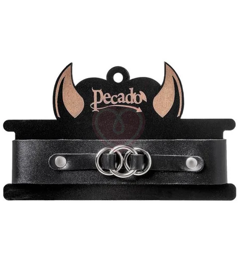 Чокер со связанными кольцами широкий Pecado BDSM черный фото 6