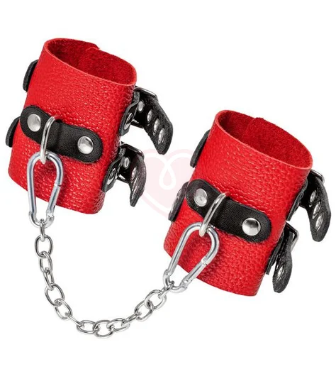 Мягкие наручники с люверсами Pecado BDSM красно-черные фото 2