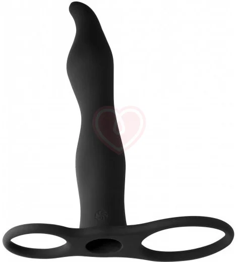 Вибронасадка для двойного проникновения с двумя кольцами Pure Passion Flirtini 16 см чёрная фото 3