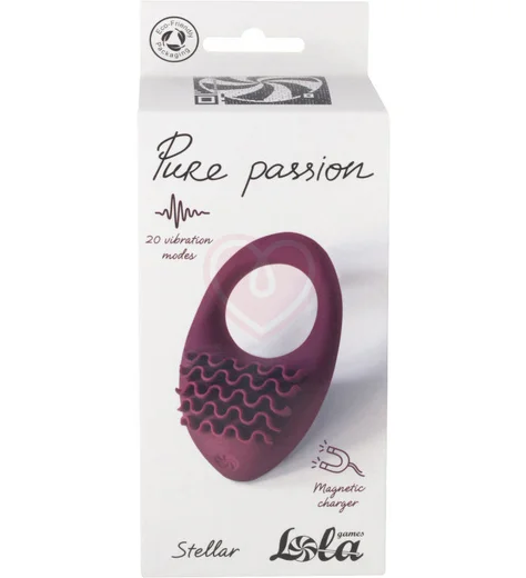 Эрекционное кольцо с вибрацией Pure Passion Stellar бордовое фото 2