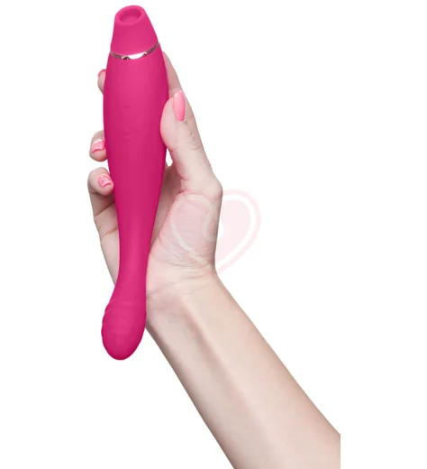 Вакуумно-волновой стимулятор клитора с хвостиком-вибратором Jos Danvi розовый фото 5