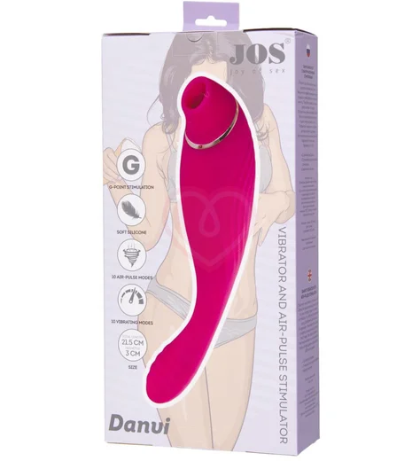 Вакуумно-волновой стимулятор клитора с хвостиком-вибратором Jos Danvi розовый фото 7