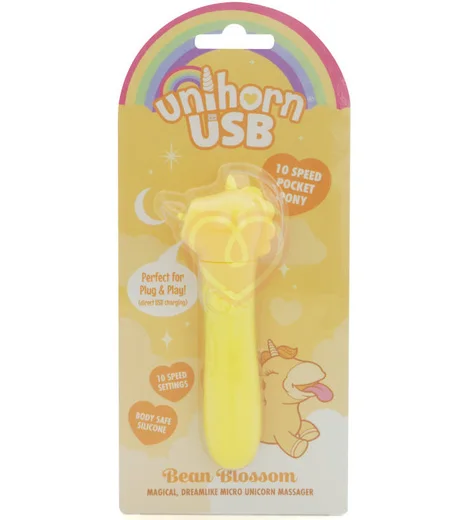 Вибропуля Unihorn Usb Bean Blossom со стимуляцией язычком жёлтая фото 3
