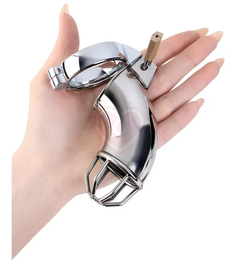 Мужской пояс верности с клеткой на головке Metal by Toyfa серебряный фото 2