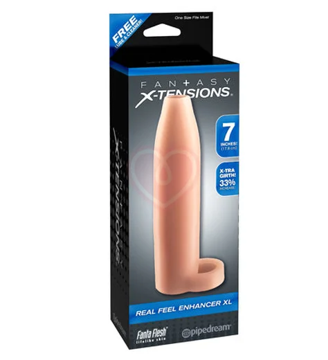 Насадка увеличитель с кольцом на мошонку Real Feel Enhancer XL 18 см телесная фото 4