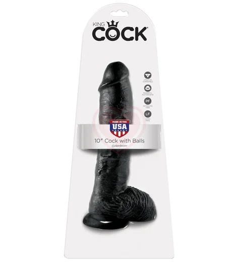 Фаллоимитатор на присоске с мошонкой King Cock with Balls 25 см чёрный фото 2