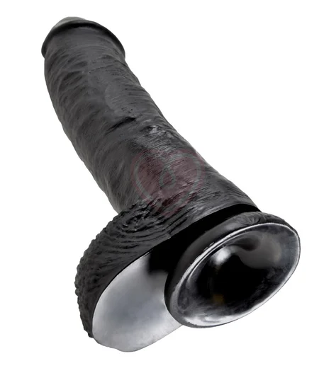 Фаллоимитатор на присоске с мошонкой King Cock with Balls 25 см чёрный фото 3