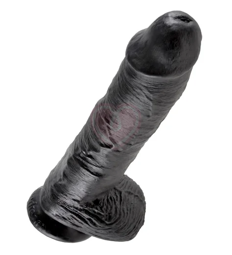 Фаллоимитатор на присоске с мошонкой King Cock with Balls 25 см чёрный фото 4