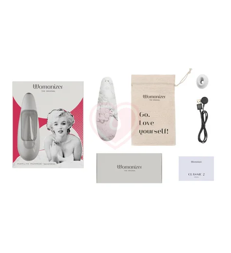 Бесконтактный клиторальный стимулятор Womanizer Classic 2 Marilyn Monroe белый мрамор фото 5