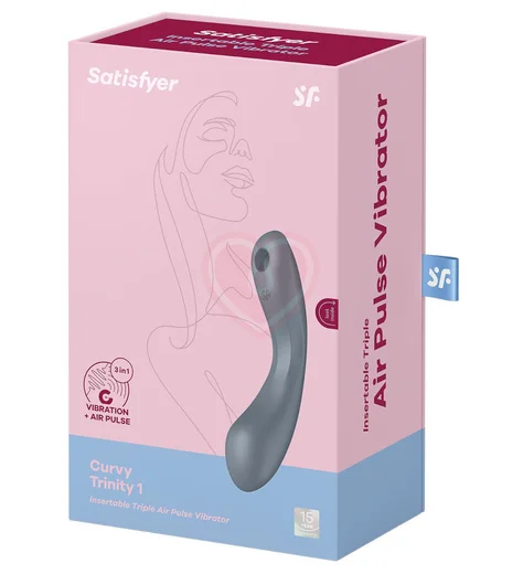 Двухсторонний вакуумный вибростимулятор Satisfyer Curvy Trinity 1 серый фото 2