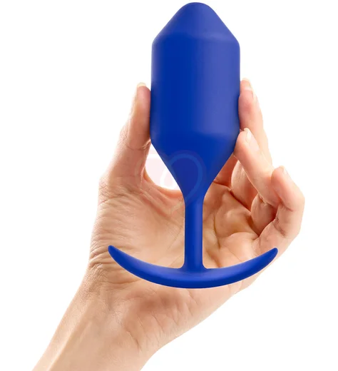 Утяжелённая анальная пробка для ношения b-Vibe Snug Plug 4 большая синяя фото 3