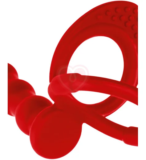 Фактурная насадка для двойного проникновения Toyfa Double Penetration красная фото 5