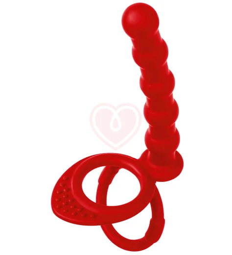 Фактурная насадка для двойного проникновения Toyfa Double Penetration красная фото 8