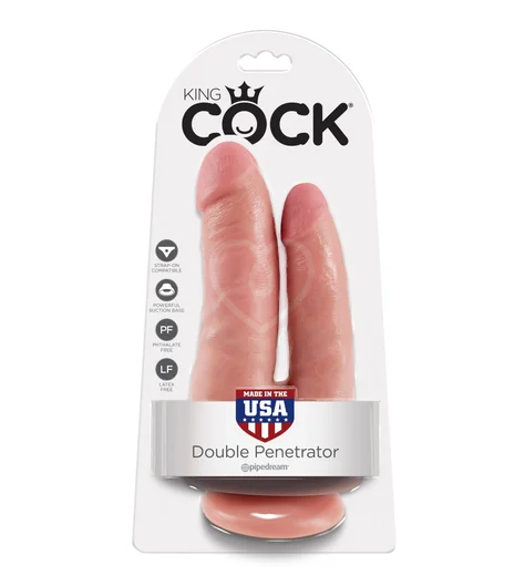 Фаллоимитатор для двойного проникновения King Cock Double Penetrator телесный фото 4