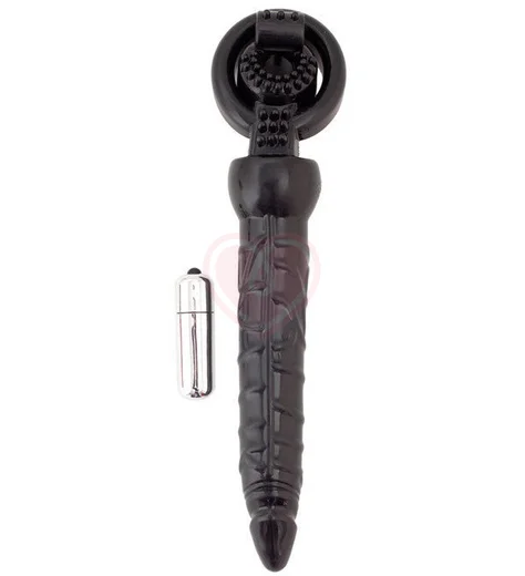 Насадка с вибрацией для двойного проникновения ToyFa Black&Red чёрная фото 3