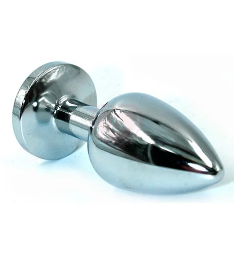 Металлическая анальная пробка Medium с синим стразом фото 2