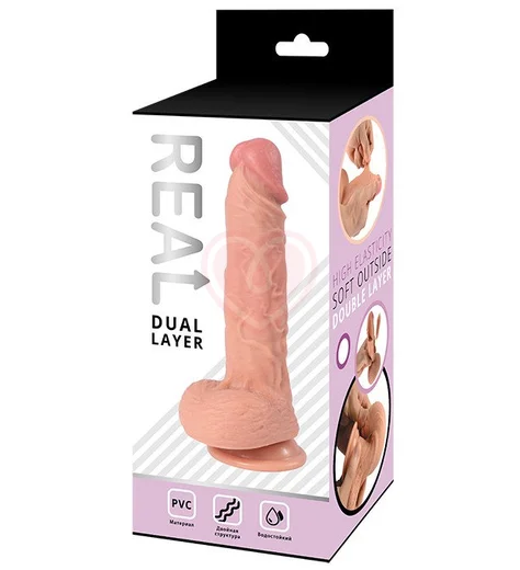 Реалистичный фаллоимитатор Real Dual Layer 23 см фото 2