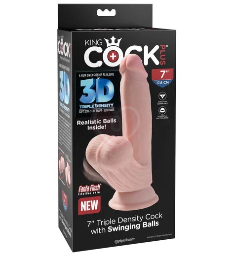 Фаллоимитатор с увеличенной мошонкой King Cock Plus 7 Triple Density 21,5 см фото 5