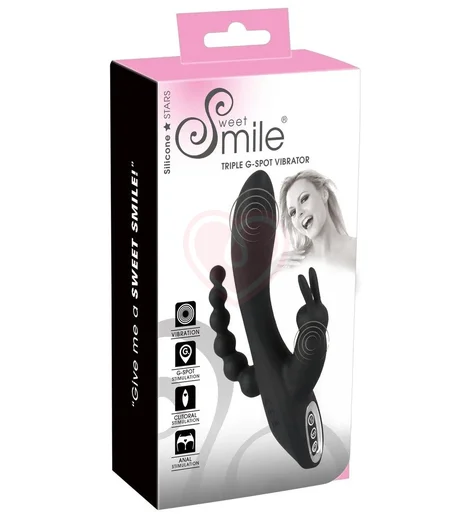 Вибратор с тремя кончиками Sweet Smile Triple G-Spot чёрный фото 5