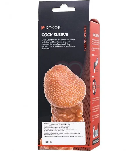 Насадка с бугорками и отверстием для мошонки Kokos Cock Sleeve CS007-L фото 5