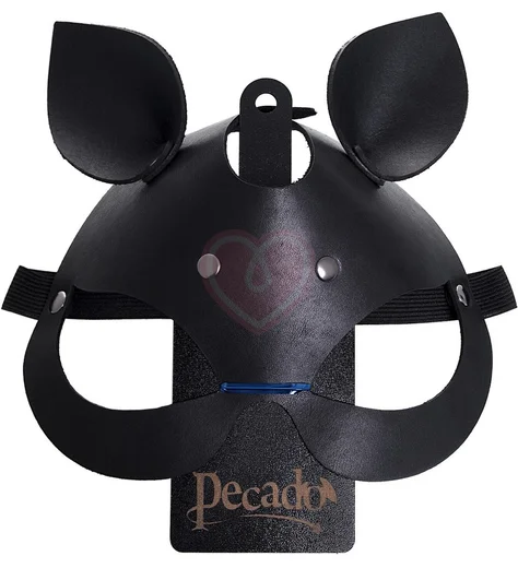 Открытая маска с кошачьими ушками Pecado BDSM черная фото 4
