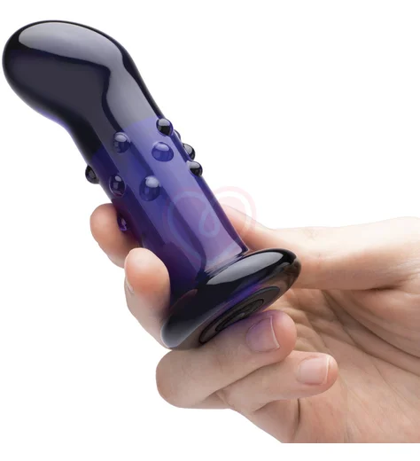 Стеклянный вибростимулятор простаты с пультом Glas Dotted Plug синий фото 2