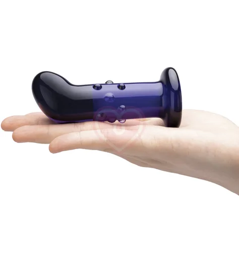 Стеклянный вибростимулятор простаты с пультом Glas Dotted Plug синий фото 3