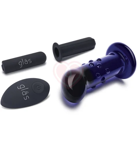 Стеклянный вибростимулятор простаты с пультом Glas Dotted Plug синий фото 4