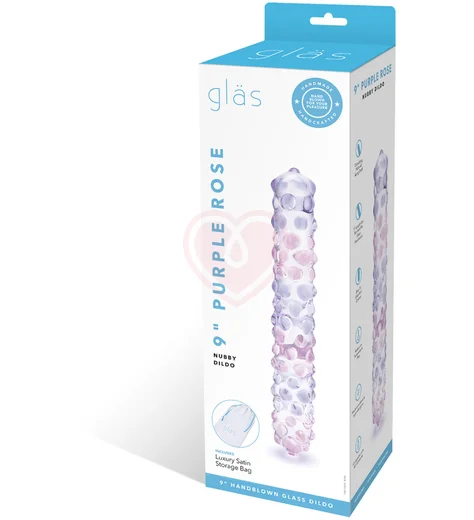 Стеклянный фаллоимитатор с пупырышками Glas Purple Rose фото 6