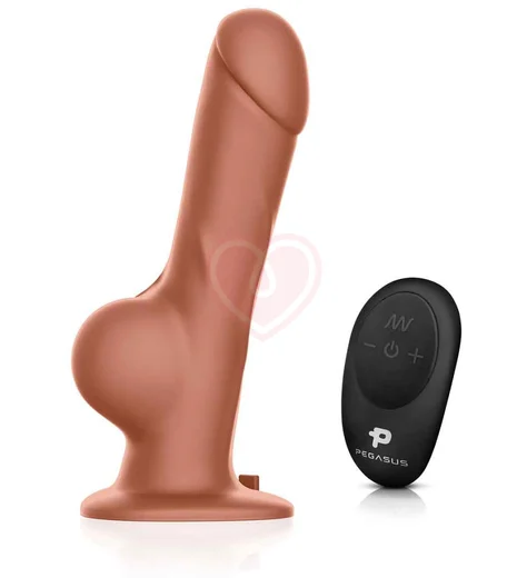 Реалистичный страпон Pegasus с вибрацией и пультом управления 21 см телесный фото 2