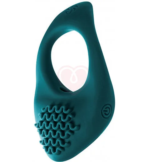 Эрекционное виброкольцо с клиторальной стимуляцией Pure Passion Moonshine зелёное фото 2