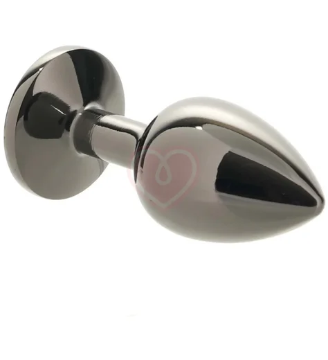 Полированная алюминиевая анальная пробка с кристаллом Kanikule Medium чёрная фото 4